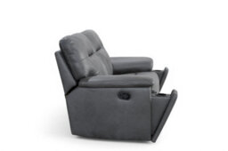 2 Seater Manual Recliner Sofa In Grey Faux Leather - thumbnail 4