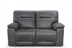 2 Seater Manual Recliner Sofa In Grey Faux Leather - thumbnail 5