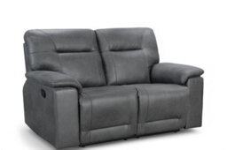 2 Seater Manual Recliner Sofa In Grey Faux Leather - thumbnail 6