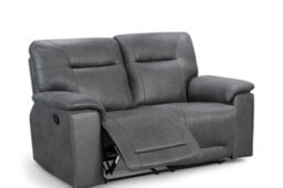 2 Seater Manual Recliner Sofa In Grey Faux Leather - thumbnail 7