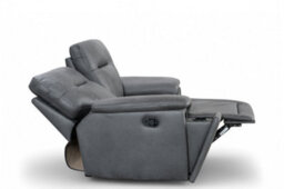 2 Seater Manual Recliner Sofa In Grey Faux Leather - thumbnail 3