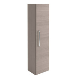 Plum&clay Emery Wall Hung Textured Grey Tall Bathroom Cabinet With Chrome Bar Handle (H)120Cm (W)35Cm - thumbnail 1