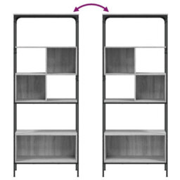 Berkfield Bookcase 5-Tier Grey Sonoma 76X33X188.5 Cm Engineered Wood - thumbnail 8