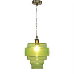 First Choice Lighting Benson - 5 Tier Green Glass & Antique Brass Ceiling Pendant Light - thumbnail 2