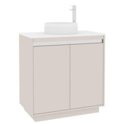 Royal Bathrooms Orion 800mm Warm Taupe Floor Standing Plain White Countertop Vanity Unit 2 Door With Round Basin & Chrome Accent Trim - thumbnail 6