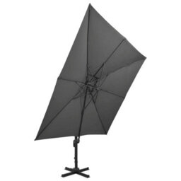 Berkfield Cantilever Umbrella With Double Top 300X300 Cm Anthracite - thumbnail 3