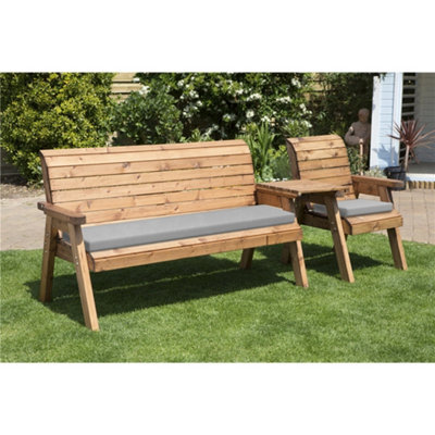 Marlborough Wooden 4 Seat Straight Companion Set With 1 X Winchester Cushion Grey & 1 X Chair Cushion Grey - image 1
