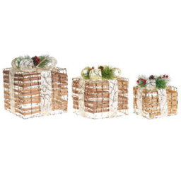 Beliani Set Of 3 Christmas Decorations Led Tisso Christmas Gifts 20/25/30 Cm Brown
