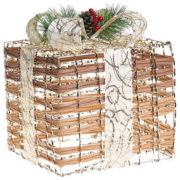 Beliani Set Of 3 Christmas Decorations Led Tisso Christmas Gifts 20/25/30 Cm Brown - thumbnail 4