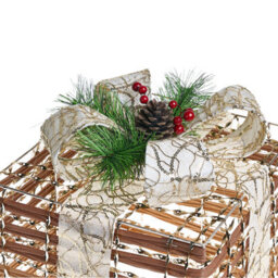 Beliani Set Of 3 Christmas Decorations Led Tisso Christmas Gifts 20/25/30 Cm Brown - thumbnail 6