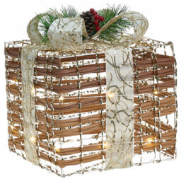 Beliani Set Of 3 Christmas Decorations Led Tisso Christmas Gifts 20/25/30 Cm Brown - thumbnail 5