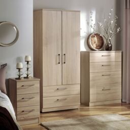 Brindisi Ready Assembled Matt Light Oak Effect 4 Piece Bedroom Furniture Set - thumbnail 2