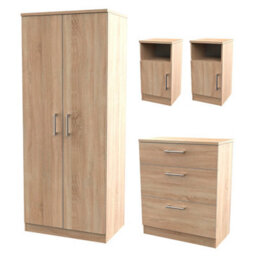 Brindisi Ready Assembled Matt Light Oak Effect 4 Piece Bedroom Furniture Set
