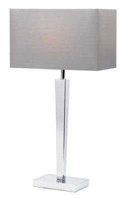 Luminosa Lighting Luminosa Moreto 1 Light Table Lamp Chrome With Grey Silk Effect Shade, B22 - image 1