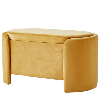 Nordlys Mustard Yellow Velvet Storage Bench Modern Design Style Entryway - image 1