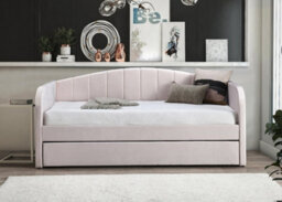Save On Goods UK Pink Day Bed,sofabed,guest Trundle Fabric Upholstered Velour, Bed Frame - thumbnail 2
