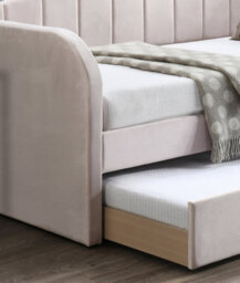 Save On Goods UK Pink Day Bed,sofabed,guest Trundle Fabric Upholstered Velour, Bed Frame - thumbnail 3