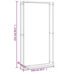 Vidaxl Firewood Rack Matt Black 110X28X214 Cm Steel Firewood Racks - thumbnail 6