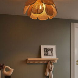 Wyld And Coco Luxeboho Pendant Lamp With Hand-Woven Natural Rattan Shade And Black Iron Base, W60 X D60 X H32Cm - thumbnail 2