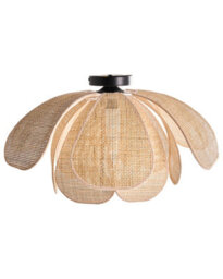 Wyld And Coco Luxeboho Pendant Lamp With Hand-Woven Natural Rattan Shade And Black Iron Base, W60 X D60 X H32Cm - thumbnail 1