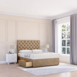 "Sloomy 4Ft6  Mayfair Divan Bed Base Mink Naples ,4 Drawers & 26"" Struts Headboard - Double" - thumbnail 1