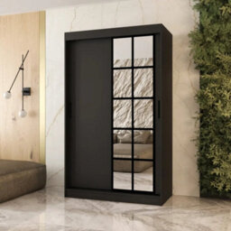 Arte Orlando Black 120Cm Sliding Door Wardrobe For Sleek Modern Storage - thumbnail 1