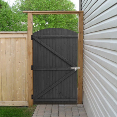 Garden Sanctuary Sturdy Grey Arch Top Wooden Garden Gate In Pine, Ideal For Patios & Outdoors 90Cm W X 180Cm H - image 1