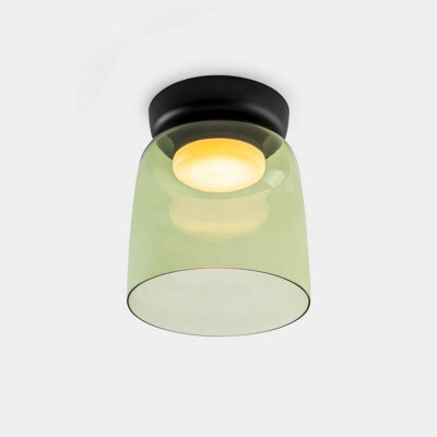 Luminosa Lighting Luminosa Levels Single Dome 22Cm Bowl Semi Flush Ceiling Light Black, Green Led 28W Cct 2700-3000-4000K Phase Cut Dimming