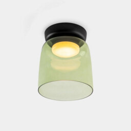 Luminosa Lighting Luminosa Levels Single Dome 22Cm Bowl Semi Flush Ceiling Light Black, Green Led 28W Cct 2700-3000-4000K Phase Cut Dimming
