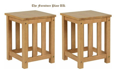 Seconique Richmond Oak Varnish 2 Stools, The Stools Are Crafted In Rubber Wood Finished In Oak Varnish - image 1