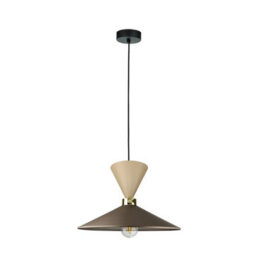 Luminosa Lighting Luminosa Amaris Dome Pendant Ceiling Light Brown, Gold, Beige 1X E27 - thumbnail 1