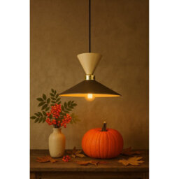 Luminosa Lighting Luminosa Amaris Dome Pendant Ceiling Light Brown, Gold, Beige 1X E27 - thumbnail 4