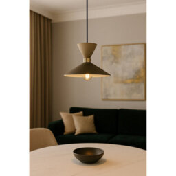 Luminosa Lighting Luminosa Amaris Dome Pendant Ceiling Light Brown, Gold, Beige 1X E27 - thumbnail 3