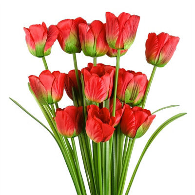 Leaf Pack Of 6 X 80Cm Artificial Tulip Red Stem - image 1