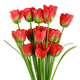 Leaf Pack Of 6 X 80Cm Artificial Tulip Red Stem - thumbnail 1
