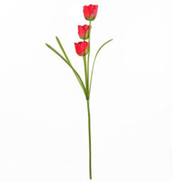 Leaf Pack Of 6 X 80Cm Artificial Tulip Red Stem - thumbnail 3