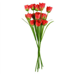 Leaf Pack Of 6 X 80Cm Artificial Tulip Red Stem - thumbnail 2