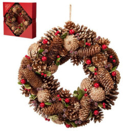 "Festive Gold Pinecone Wreath - 36Cm (14"") Diameter (P027746)"