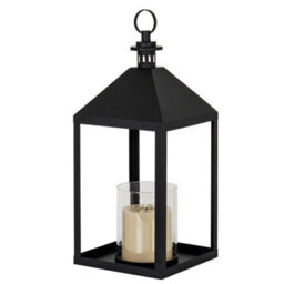 Hill Interiors Astra Large Lantern With Glass Candle Holder - L25 X W25 X H61 Cm - Black - thumbnail 2