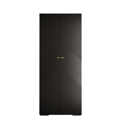 Arte Black Manhattan Ii Modern Hinged Door Wardrobe W1000mm H2370mm D470mm - 2 Doors, 10 Shelves - image 1