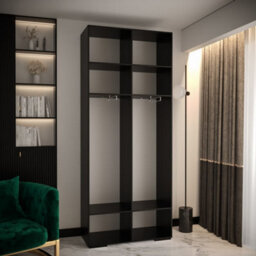 Arte Black Manhattan Ii Modern Hinged Door Wardrobe W1000mm H2370mm D470mm - 2 Doors, 10 Shelves - thumbnail 4