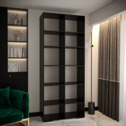 Arte Black Manhattan Ii Modern Hinged Door Wardrobe W1000mm H2370mm D470mm - 2 Doors, 10 Shelves - thumbnail 3