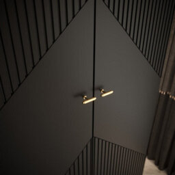 Arte Black Manhattan Ii Modern Hinged Door Wardrobe W1000mm H2370mm D470mm - 2 Doors, 10 Shelves - thumbnail 6