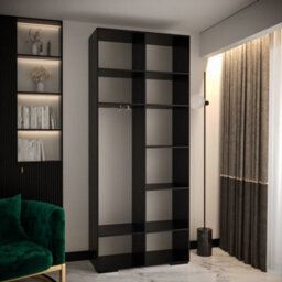 Arte Black Manhattan Ii Modern Hinged Door Wardrobe W1000mm H2370mm D470mm - 2 Doors, 10 Shelves - thumbnail 5