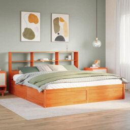 Berkfield Bed Frame Without Mattress Wax Brown 200X200 Cm Solid Wood Pine - thumbnail 1