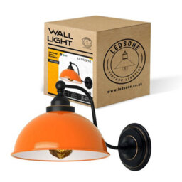 Ledsone Orange Metal Shade Wall Sconce Retro Vintage E27 Indoor Wall Light For Bedroom & Living Room. - thumbnail 1