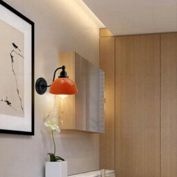 Ledsone Orange Metal Shade Wall Sconce Retro Vintage E27 Indoor Wall Light For Bedroom & Living Room. - thumbnail 2