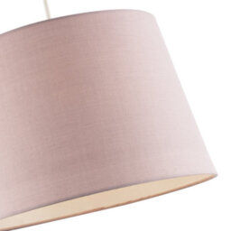 Happy Homewares Blush Pink Cotton Fabric 12Inch Drum Lampshade With White Cotton Inner - thumbnail 3