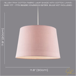 Happy Homewares Blush Pink Cotton Fabric 12Inch Drum Lampshade With White Cotton Inner - thumbnail 6