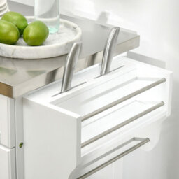 Homcom Rolling Kitchen Cart Storage Trolley With Drawer Towel Rail Steel White - thumbnail 9